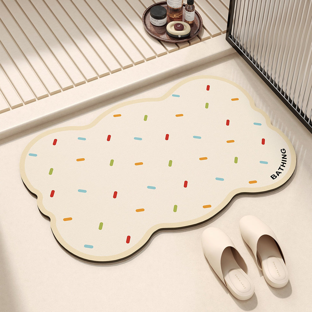 Playful dog-themed bath mat