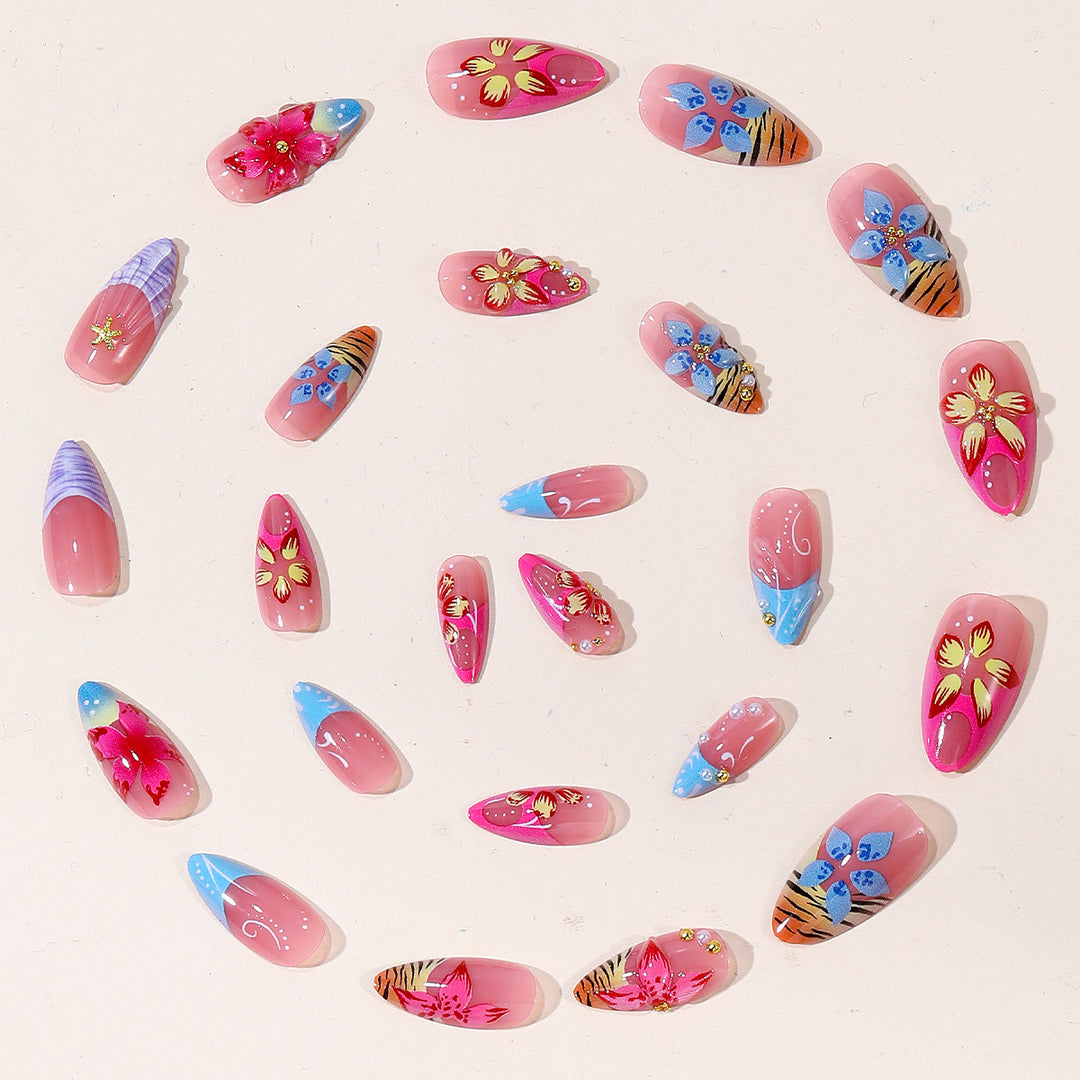 Artistic 3D Floral Nail Extensions Bowlift