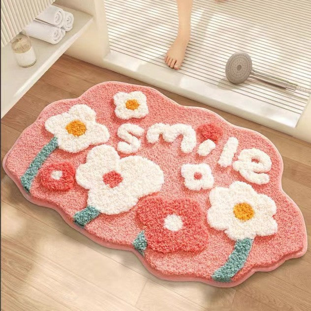Floral Patterned Bathroom Mat