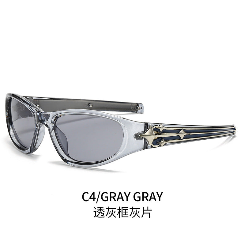 Women's sporty sunglasses in a modern design with a stylish metal frame Bowlift