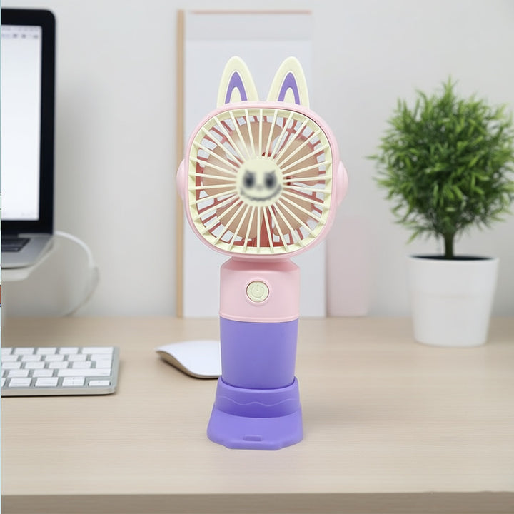 Women Portable Hand Fan with Cat Ears and USB Connection Bowlift