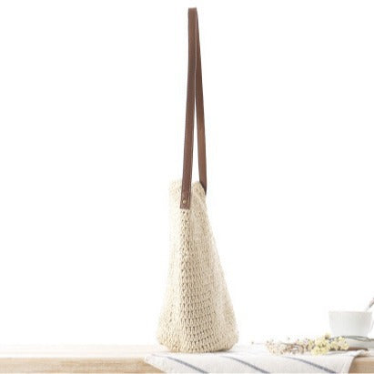 Handbag Made from Hand-Knotted Natural Material with Adjustable Shoulder Strap Bowlift