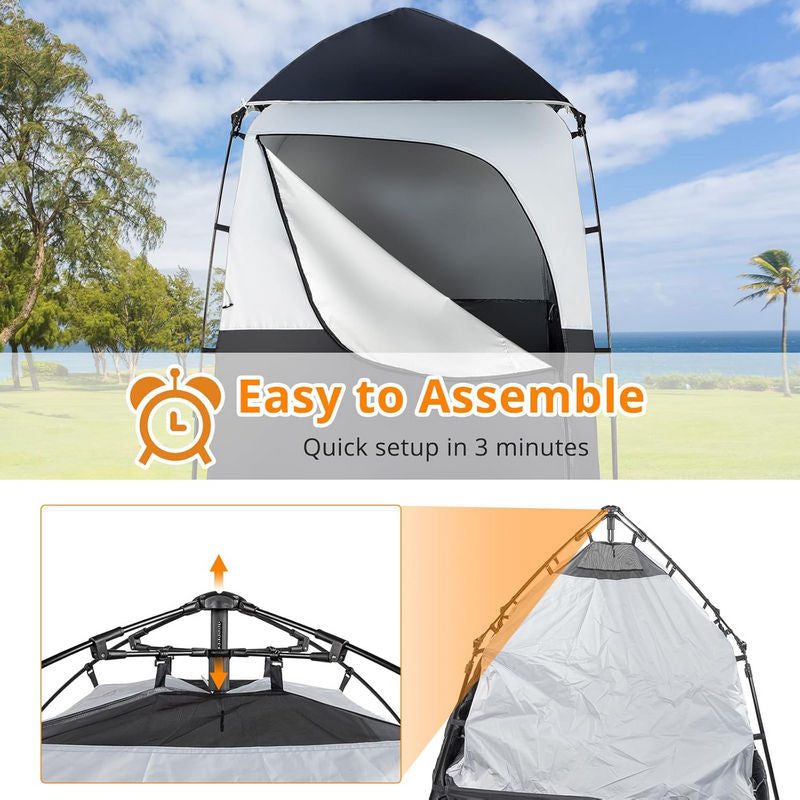 Portable Pop-Up Privacy Shower and Toilet Shelter with Ventilation and Waterproof Canopy Bowlift