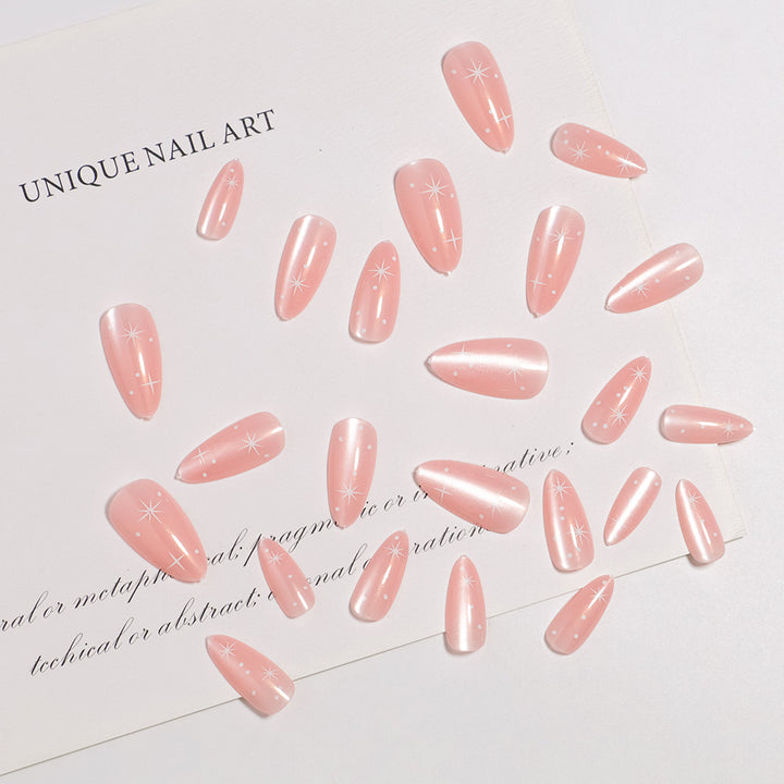 Premium Glittery Long Press-On Nails Bowlift