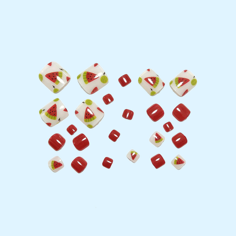 Artificial nails with fruity watermelon design Bowlift