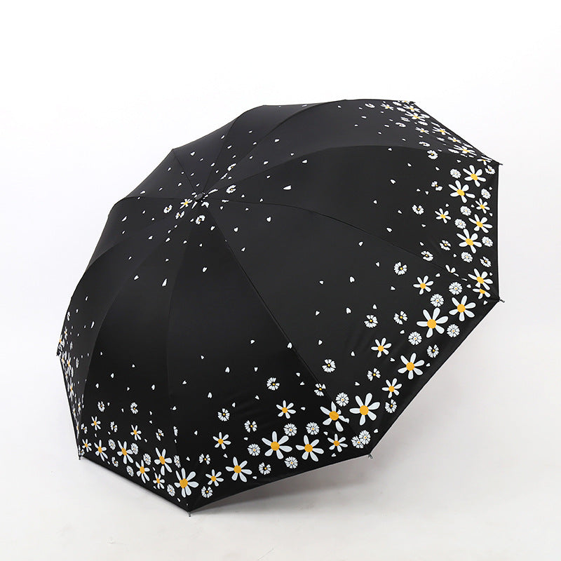 Ladies umbrella with floral design and reinforced frame Bowlift