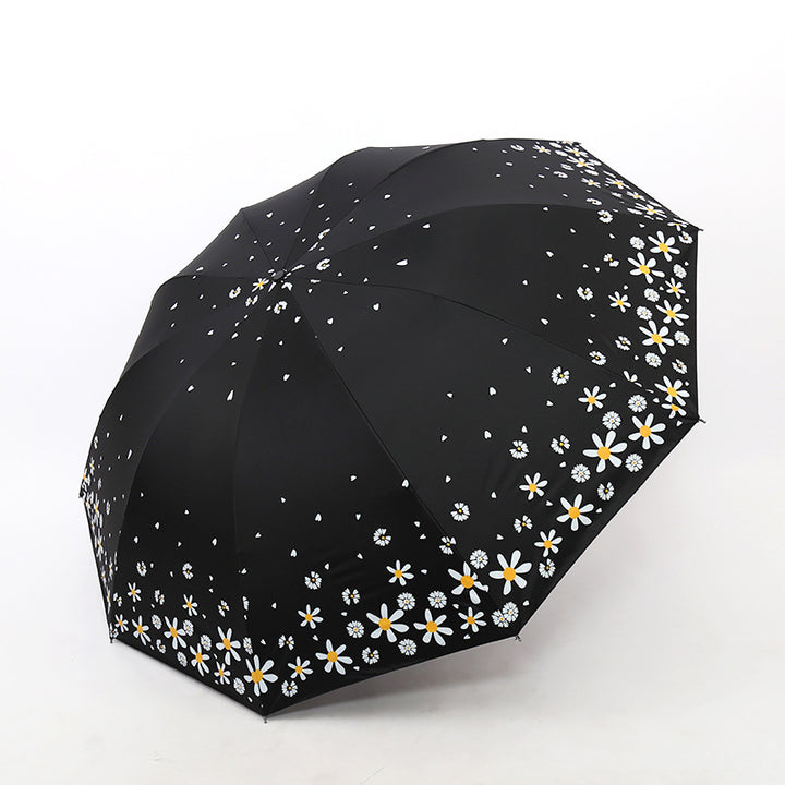 Ladies umbrella with floral design and reinforced frame Bowlift