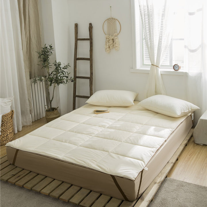 Quilted Bamboo-Blend Hypoallergenic Mattress Topper with Deep-Fit Elastic Straps