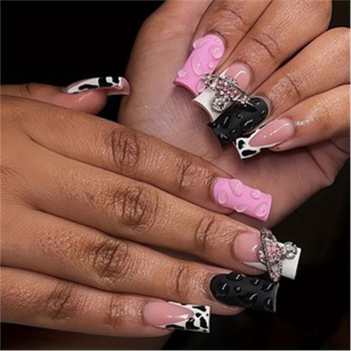 Artistic Press-On Nail Set with Premium Embellishments Bowlift