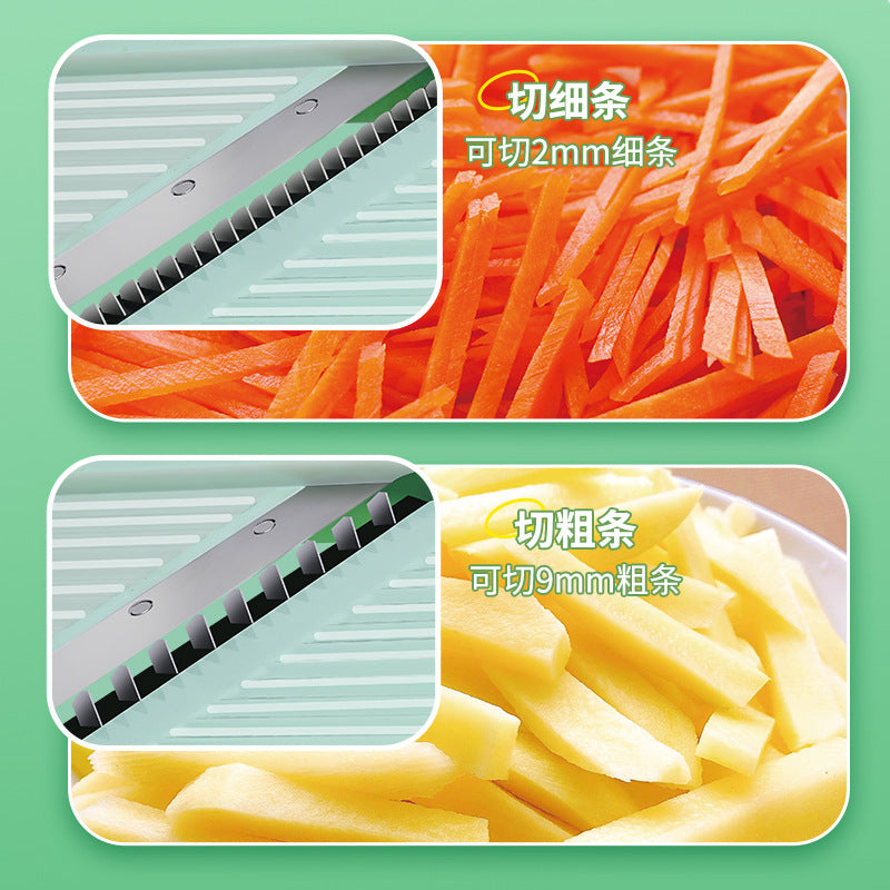 Adjustable MultiFunction Mandoline Vegetable Slicer with Safety Food Holder Bowlift