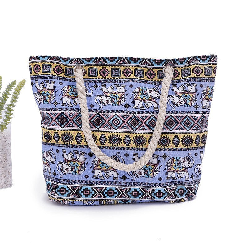 Large and Colorful Beach Bag with Mandala Pattern Bowlift