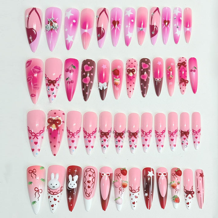 Decorative Press-On Nail Art Set with Cartoon Themes Bowlift