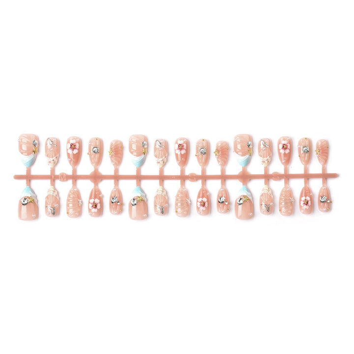 Acrylic nail set with filigree shell and flower decorations Bowlift