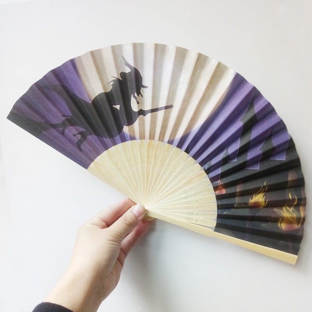 Women decorative fan with Halloween motifs Bowlift