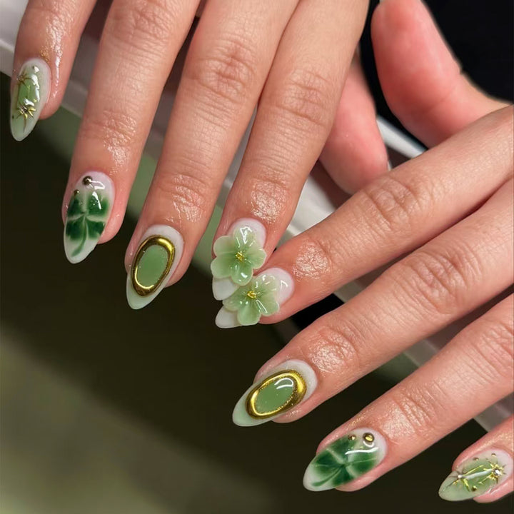 Floral Articulated Press-On Nail Set Bowlift