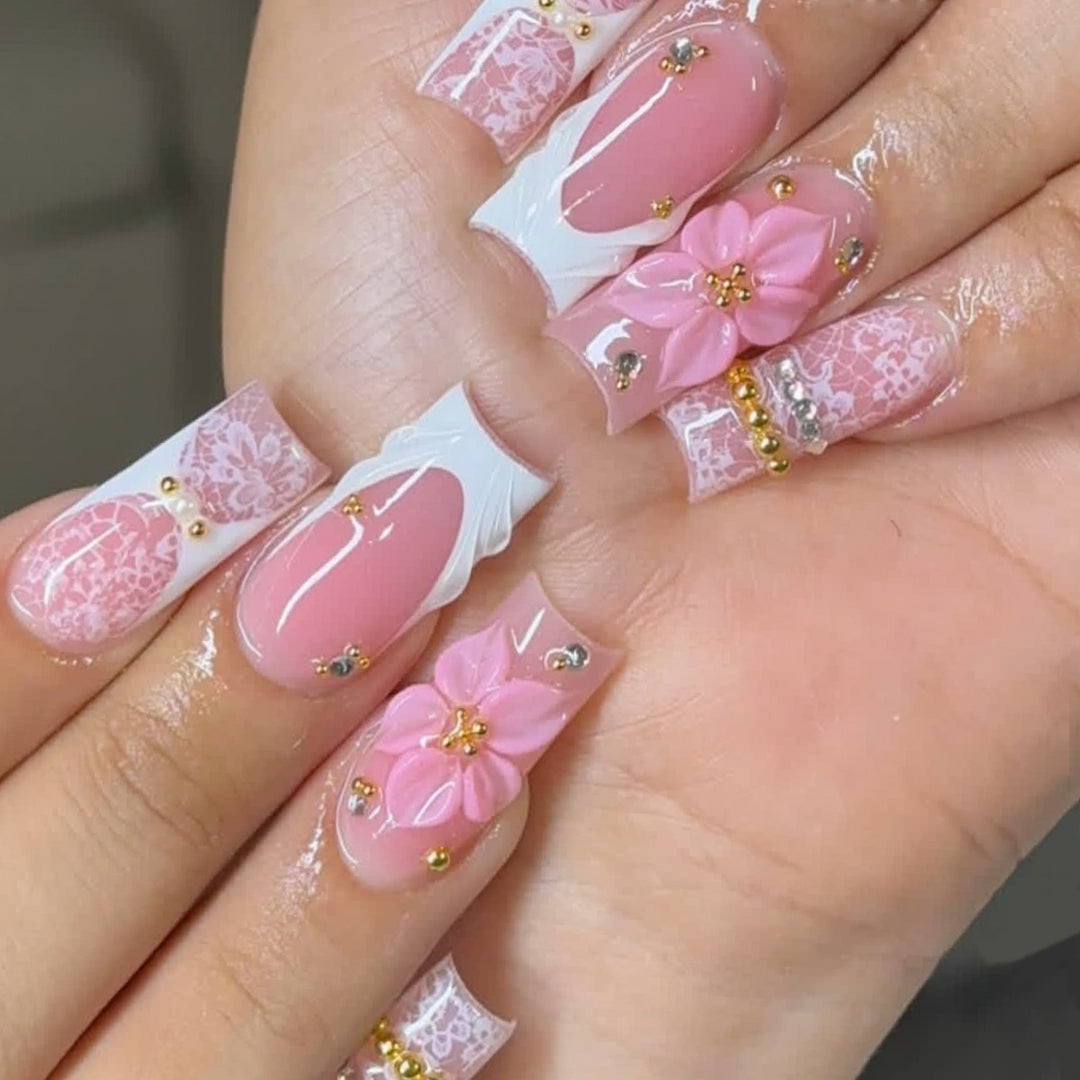 Floral Decorative 3D Nail Art Extensions Bowlift