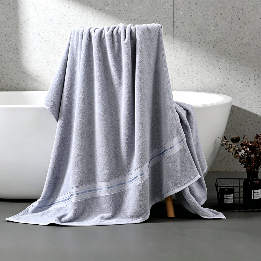 High-quality terry bath towel with elegant stripe detail Bowlift
