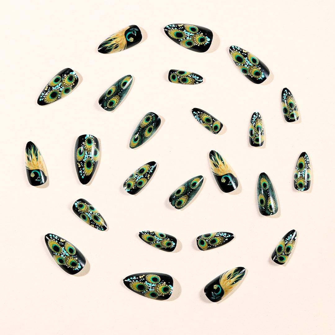 Peacock-Inspired 3D Nail Art Set Bowlift