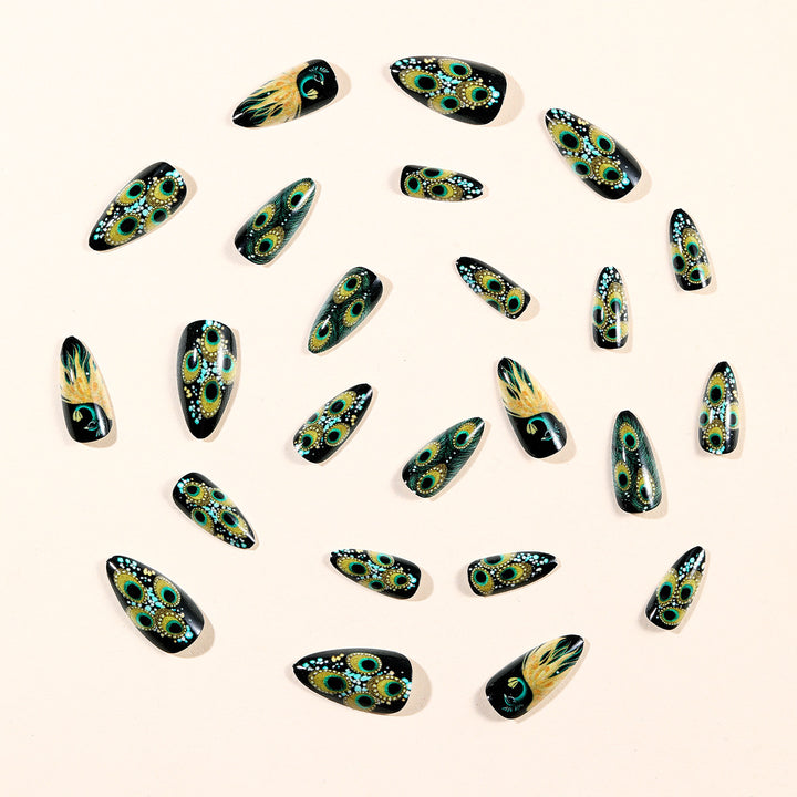 Peacock-Inspired 3D Nail Art Set Bowlift