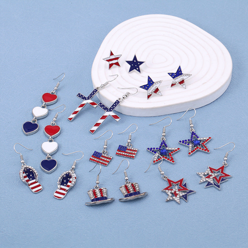 Women's long multi-layer star drop earrings with crystal embellishments and rhodium-plated alloy Bowlift