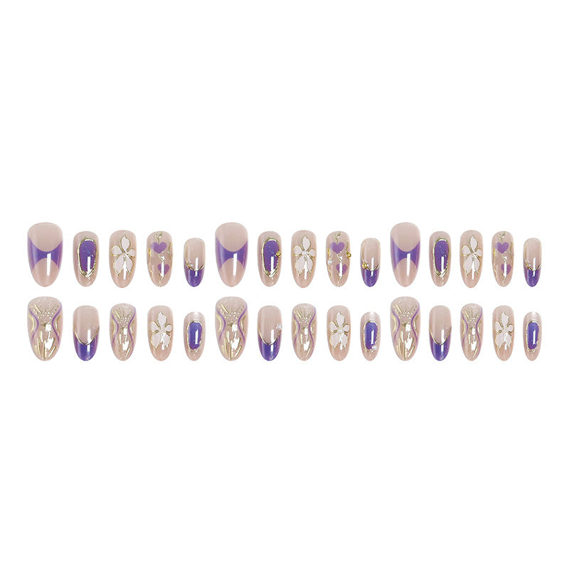 Artificial nail set with elegant flower and glitter details Bowlift