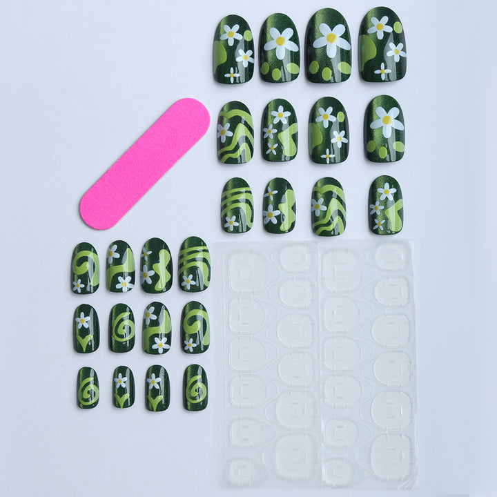 Artificial nails with floral and glittering accents Bowlift