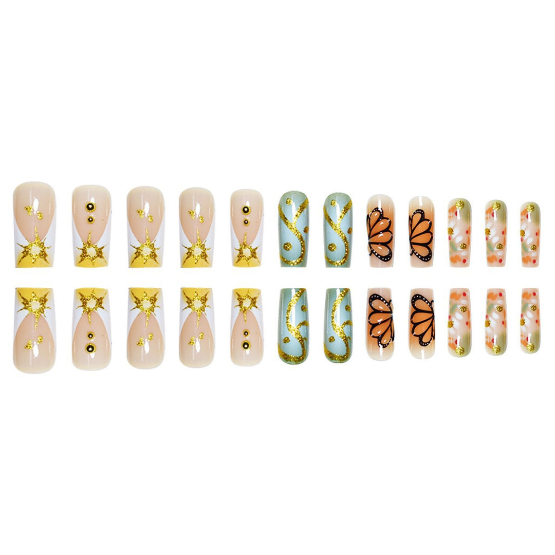Artistic Butterfly-Themed Press-On Nail Set Bowlift