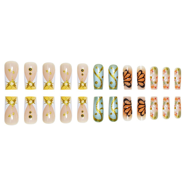 Artistic Butterfly-Themed Press-On Nail Set Bowlift