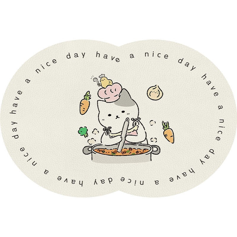 Unisex Cute Cartoon Pet-Themed Mat Bowlift
