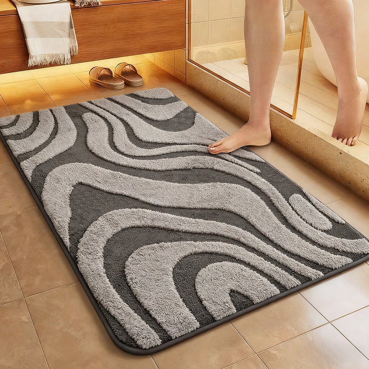 Abstract Wave Design Bath Mat Bowlift