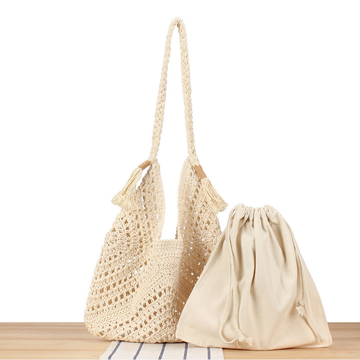 Handbag Made of Braided Natural Material with Inner Pocket Bowlift