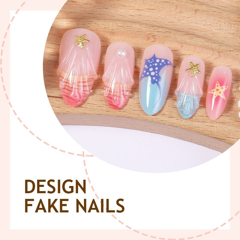 Artificial nail set with maritime motifs Bowlift