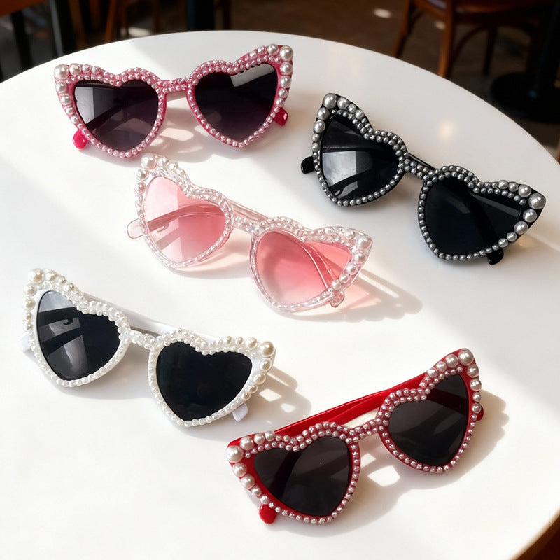 Heart-Shaped Pearl-Detail Sunglasses Bowlift