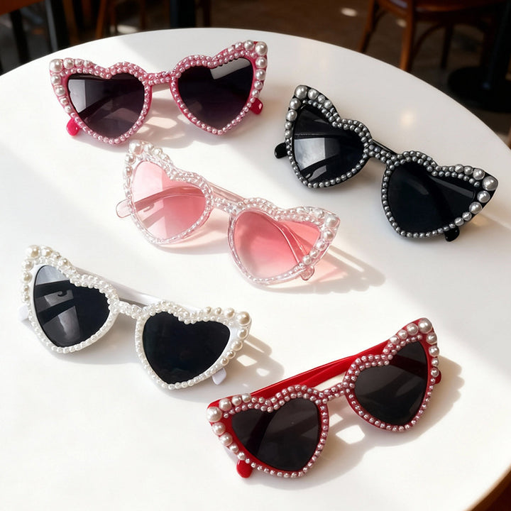 Heart-Shaped Pearl-Detail Sunglasses Bowlift
