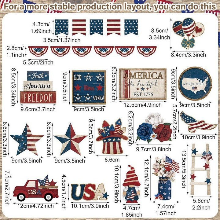 Unisex nan patriotic wood decor set for wall and door with versatile USA motifs Bowlift