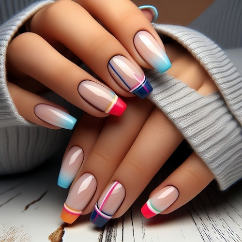 Artificial Nail Set in Modern Gradient Design Bowlift