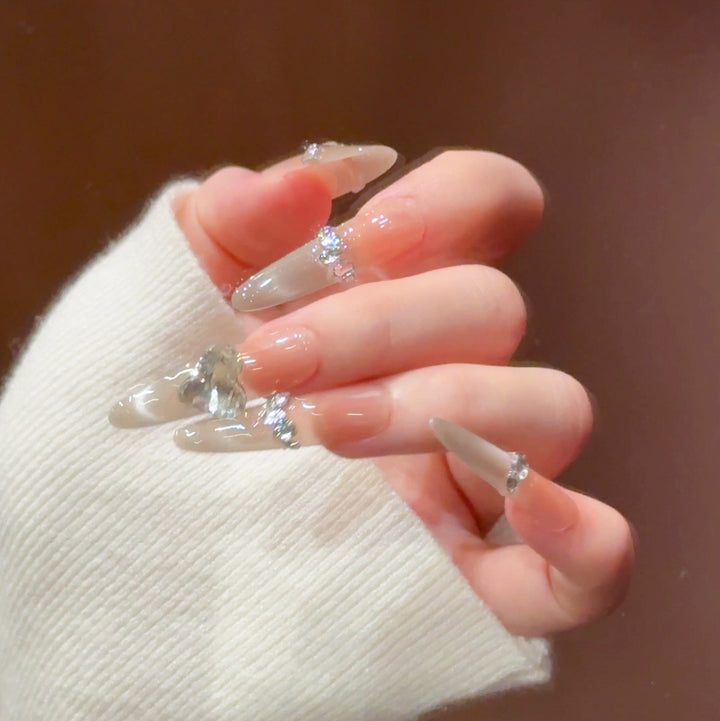 Glamorous Crystal-Embellished Stiletto Press-On Nails Bowlift