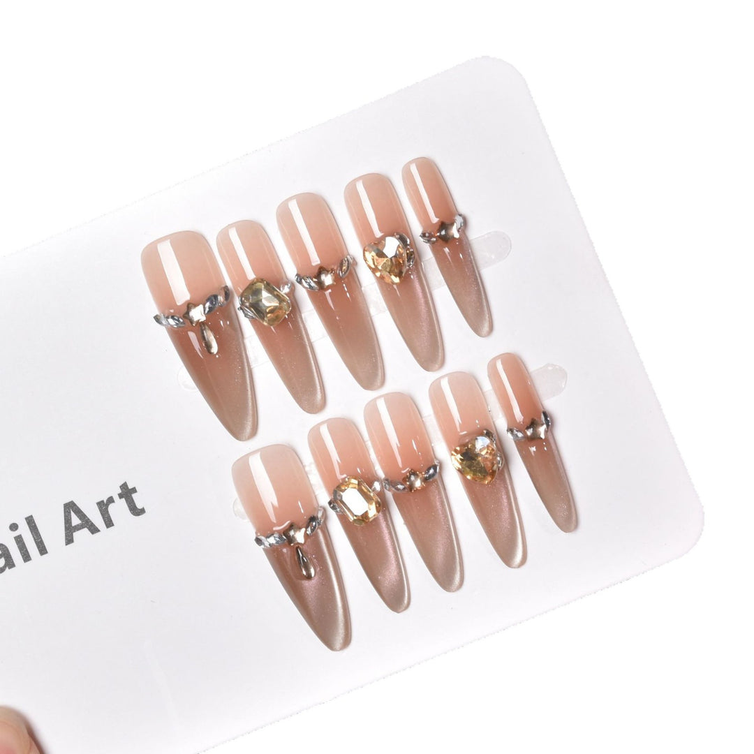 Elegant Almond-Shaped Press-On Nail Extensions Bowlift
