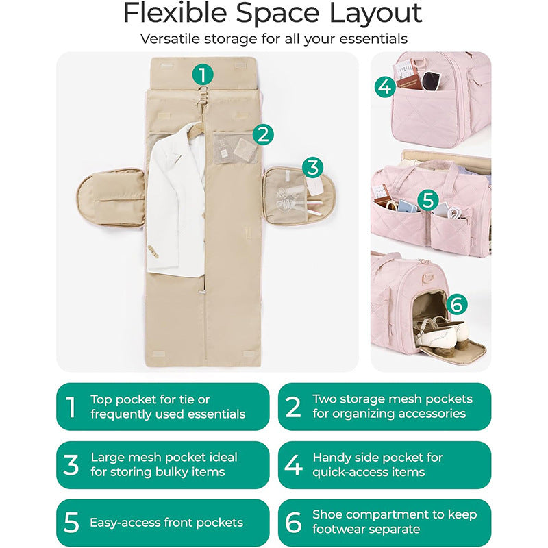 Elegant Travel Bag with Moisture Resistant Interior Compartment Bowlift