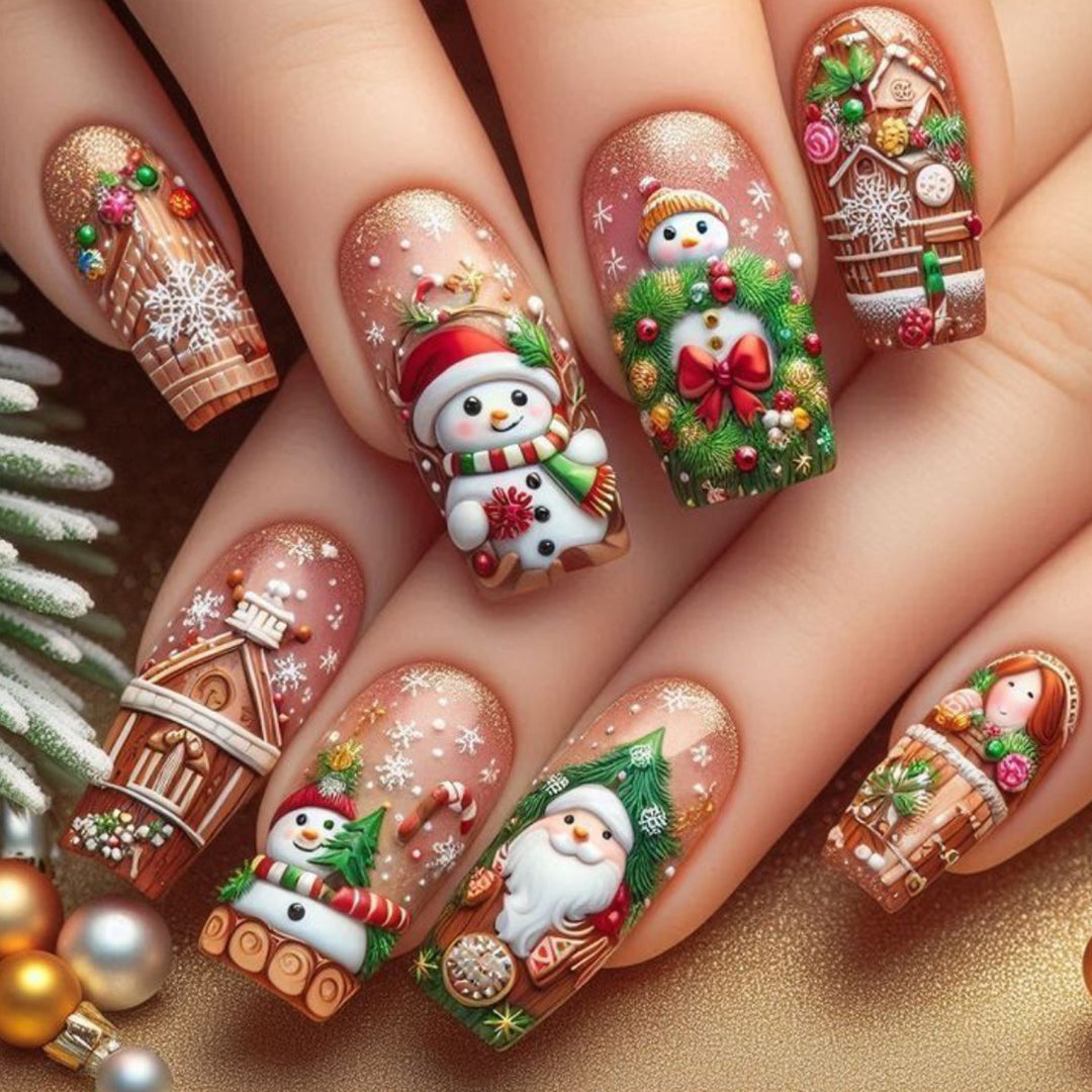 Festive Holiday-Themed 3D Nail Art Set Bowlift