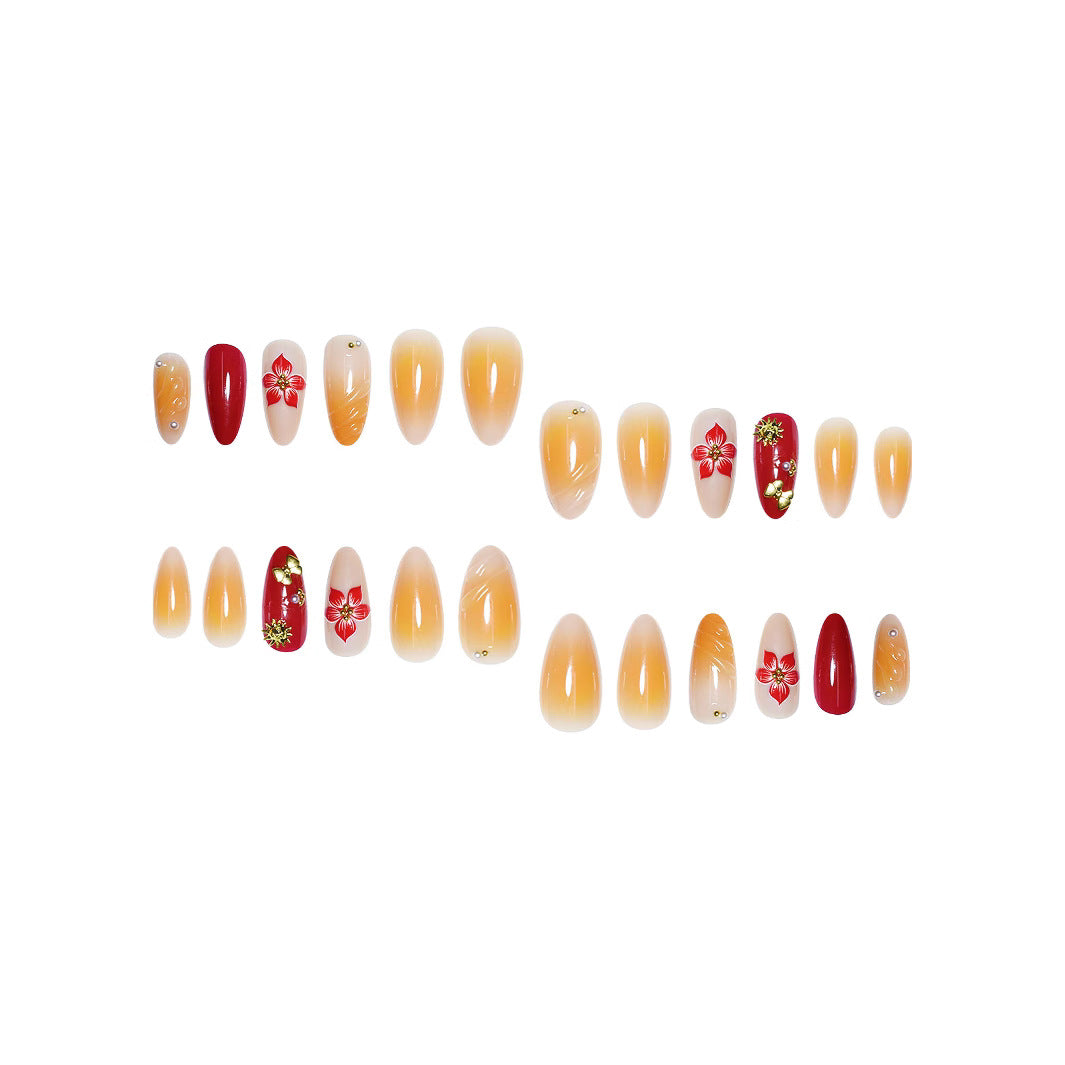 Decorative Floral Press-On Nail Art Set Bowlift