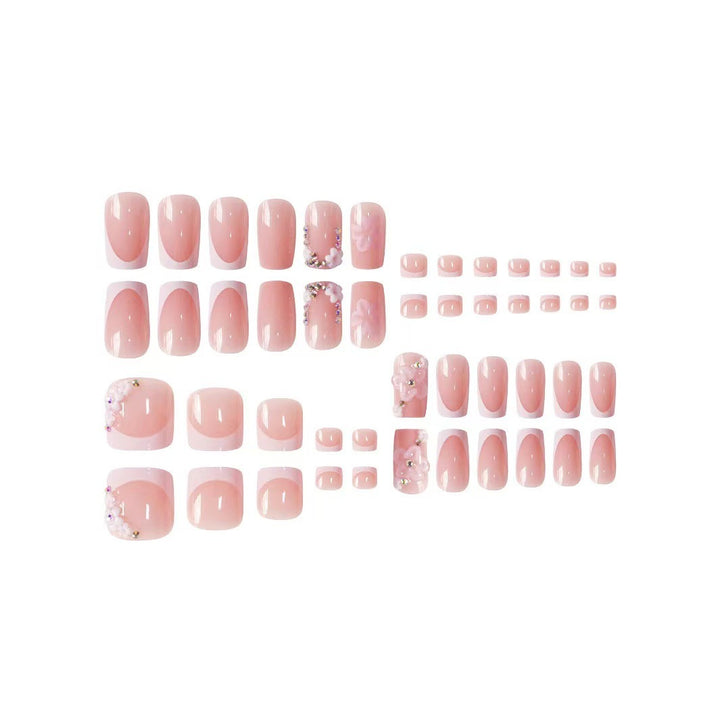 Decorative Floral Press-On Nail Extensions Bowlift