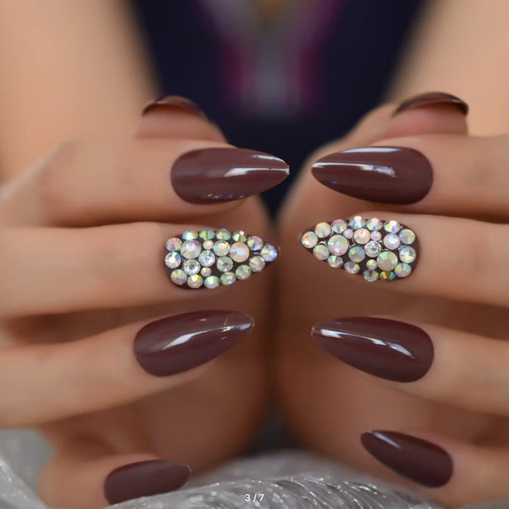 Decorative Rhinestone-Accent Press-On Nails Bowlift