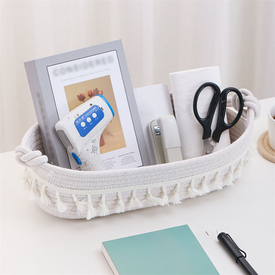 Women Decorative Storage Basket with Fringe Decoration Bowlift