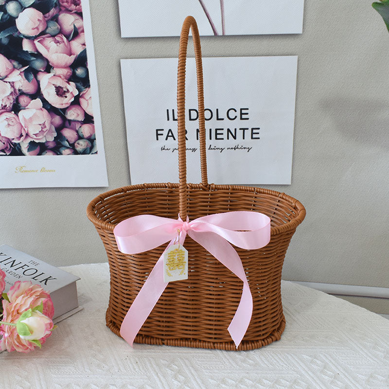 Elegant Handcrafted Rattan Tote Basket Bowlift