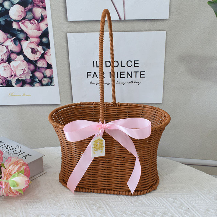 Elegant Handcrafted Rattan Tote Basket Bowlift