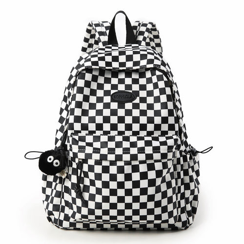 Checkerboard Print School Backpack Bowlift