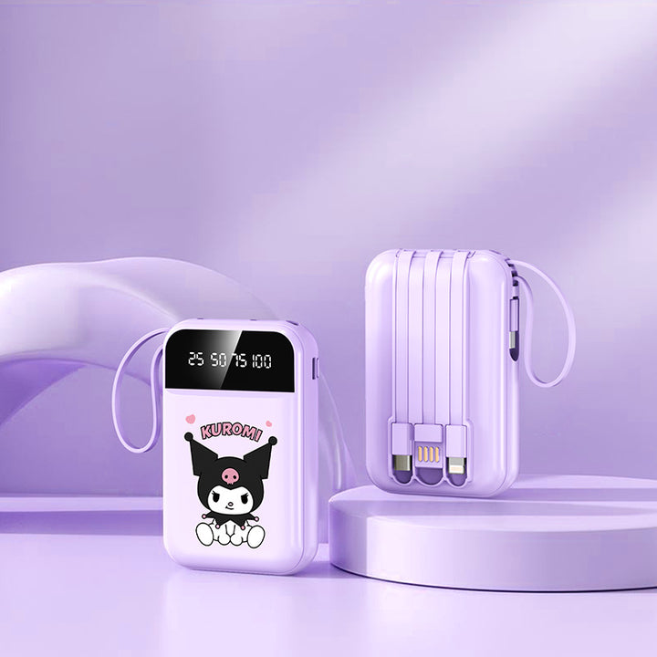 Portable power bank with LED display and integrated cable by Bowlift