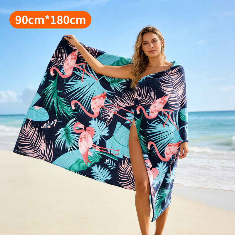 Beach towel with tropical flamingo pattern Bowlift