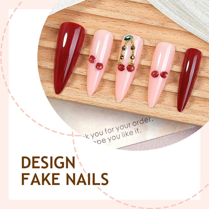 Artificial nail set with elegant red and pink design Bowlift